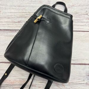 Longchamp Vintage 90s 2000s Era Leather Backpack Bag Black